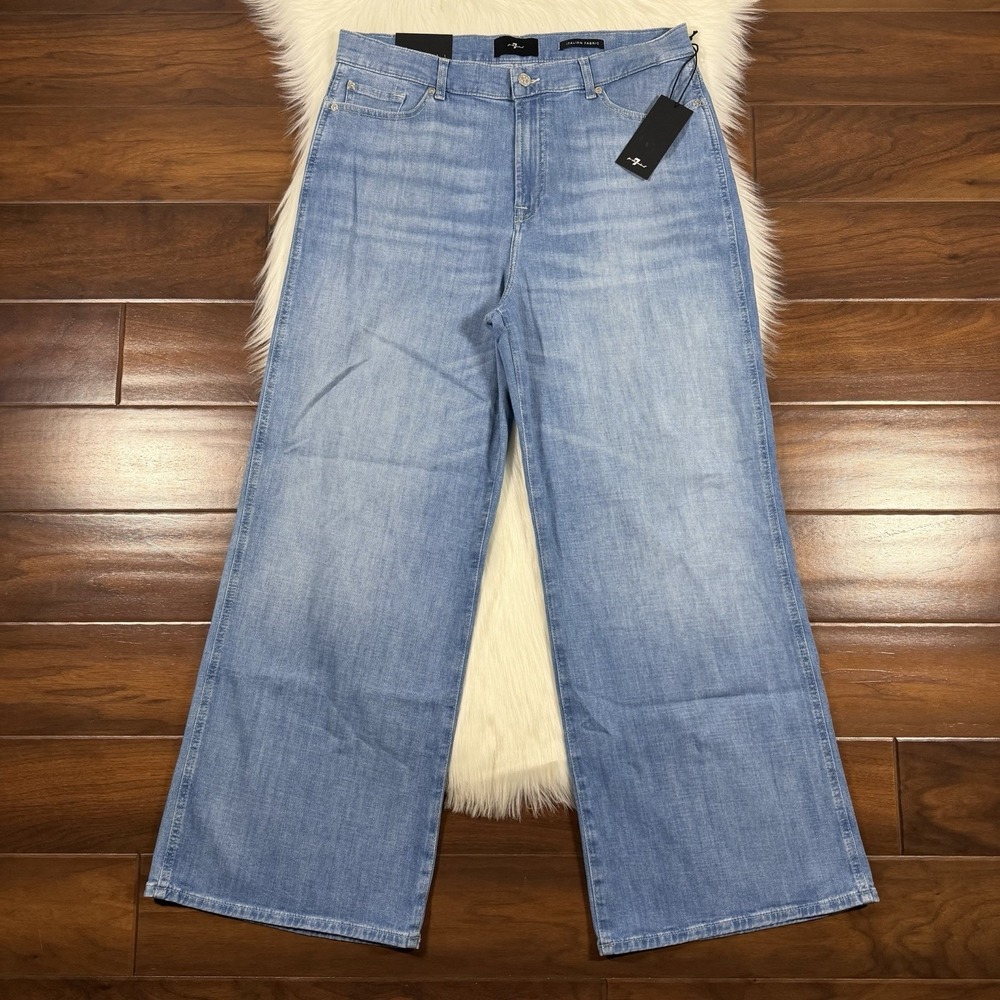 7 For All Mankind Women's Size 32 Charleston Lotta Wide Leg Cropped Denim Jeans